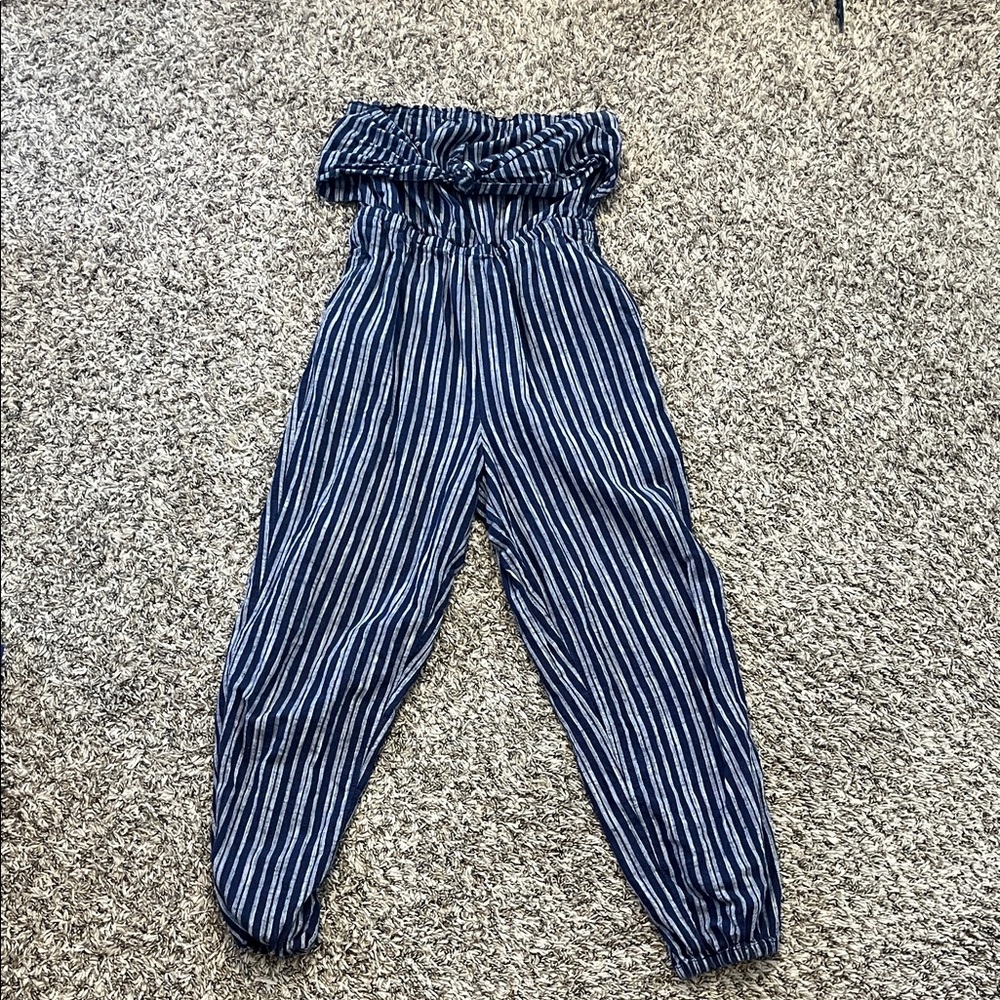 Aerie Navy Striped Jumpsuit
